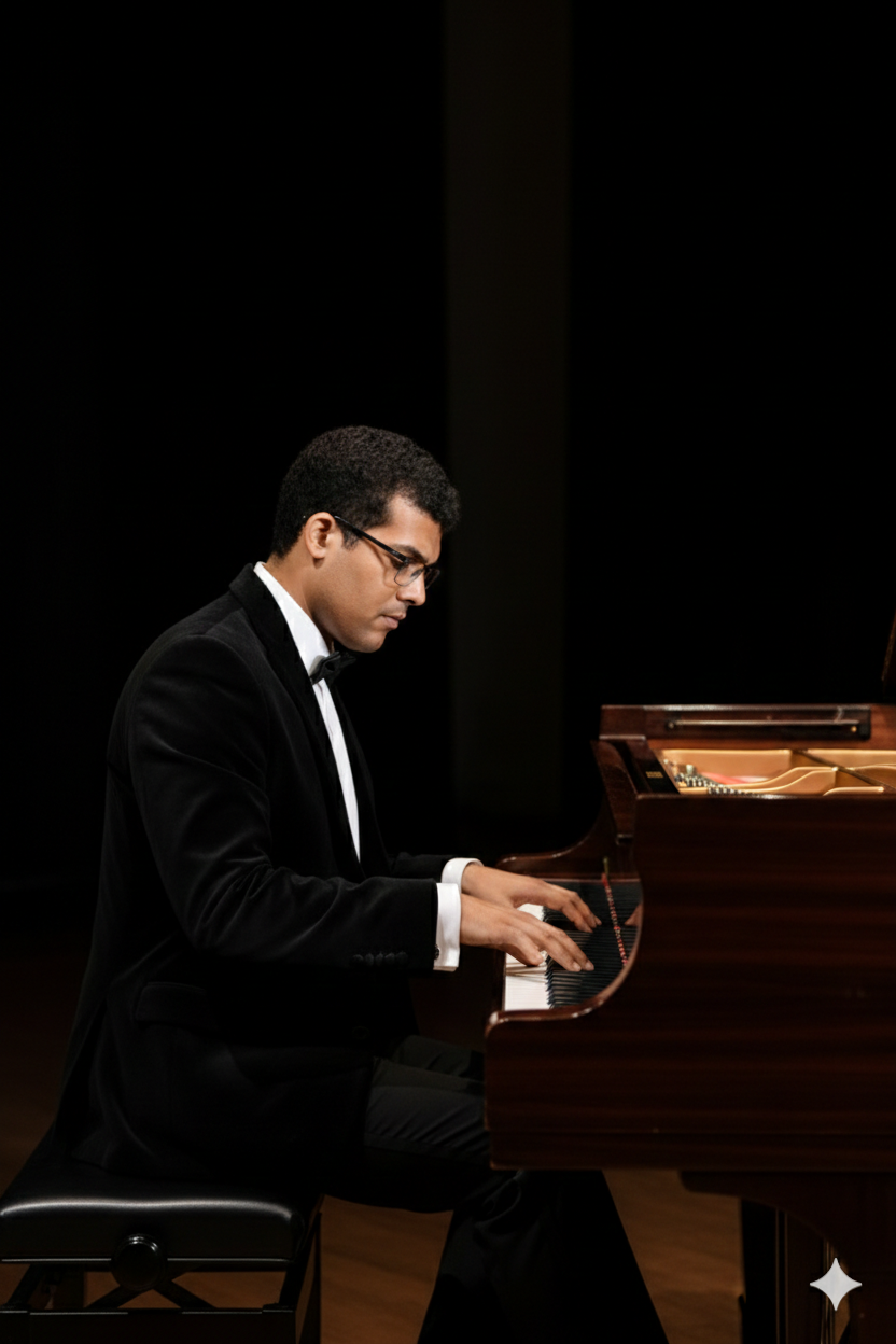 Pianista tocando teclado